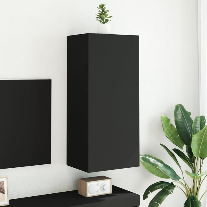 Comodă TV de perete, negru, 40,5x30x90 cm, lemn prelucrat WALTI