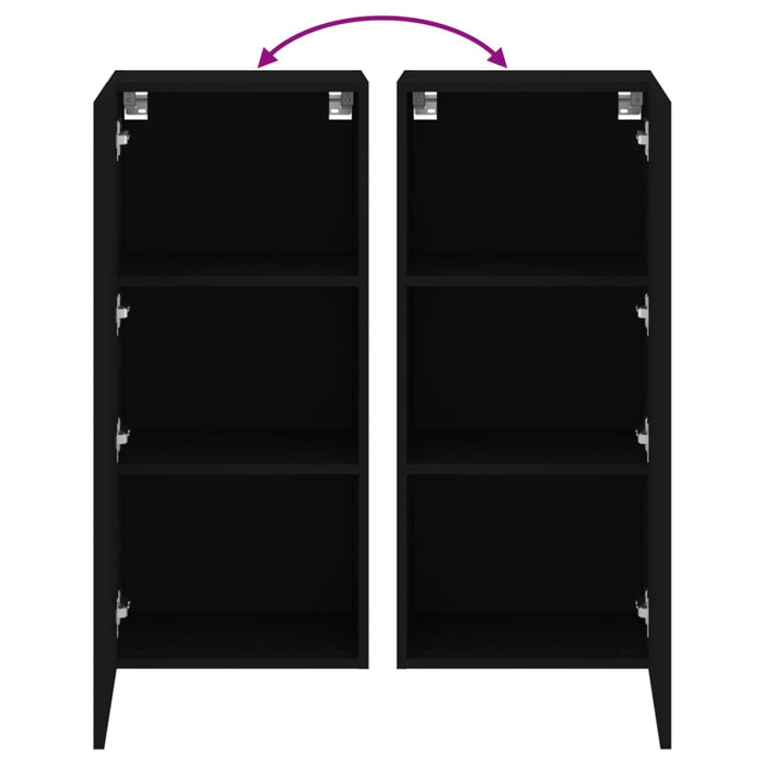 Comodă TV de perete, negru, 40,5x30x90 cm, lemn prelucrat WALTI