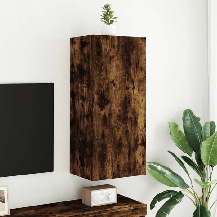 Comodă TV de perete stejar fumuriu 40,5x30x90 cm lemn prelucrat WALTI