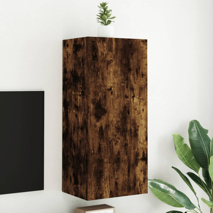 Comodă TV de perete stejar fumuriu 40,5x30x90 cm lemn prelucrat WALTI