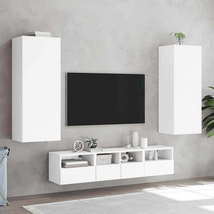 Comodă TV de perete, alb, 40,5x30x102 cm, lemn prelucrat - WALTI WALTI