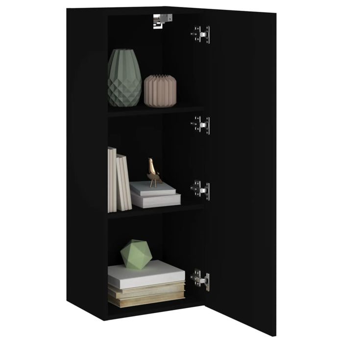 Comodă TV de perete, negru, 40,5x30x102 cm, lemn prelucrat WALTI