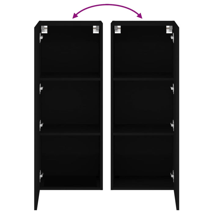 Comodă TV de perete, negru, 40,5x30x102 cm, lemn prelucrat WALTI