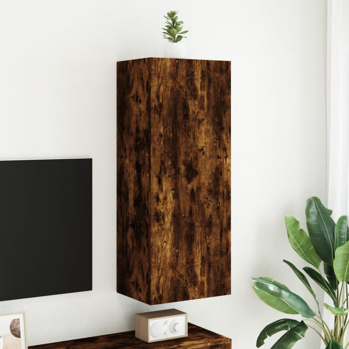 Comodă TV de perete stejar fumuriu 40,5x30x102cm lemn prelucrat - WALTI WALTI