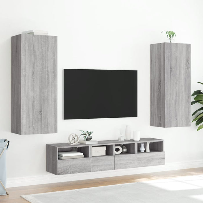 Comodă TV de perete, gri sonoma 40,5x30x102 cm lemn prelucrat - WALTI WALTI