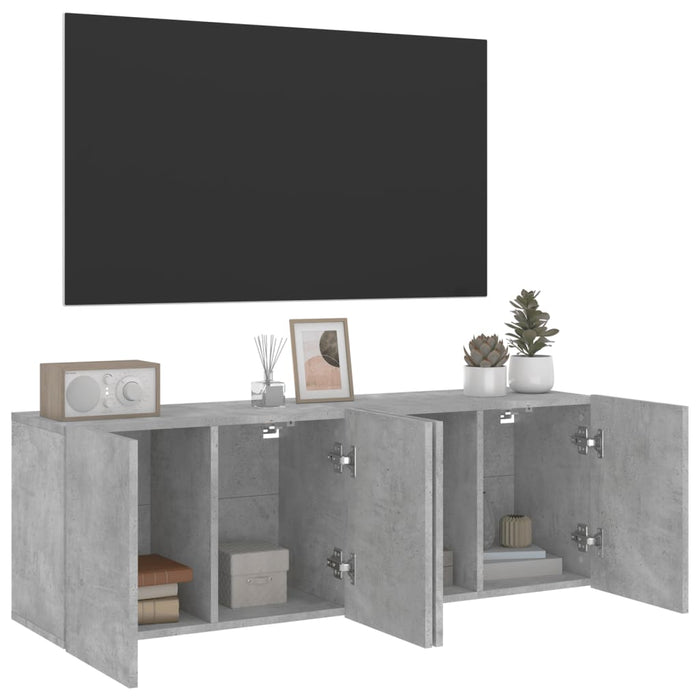 Comodă TV de perete, 2 buc. gri beton, 60x30x41 cm - WALTI WALTI