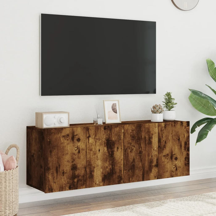 Comodă TV de perete, 2 buc. stejar fumuriu, 60x30x41 cm WALTI
