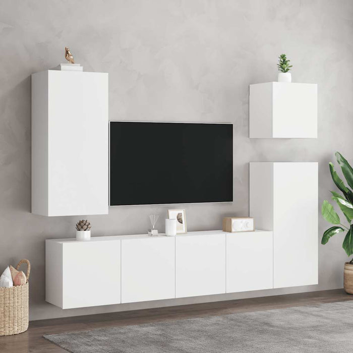 Comodă TV de perete, 2 buc. alb, 80x30x41 cm WALTI