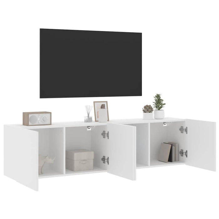 Comodă TV de perete, 2 buc. alb, 80x30x41 cm WALTI
