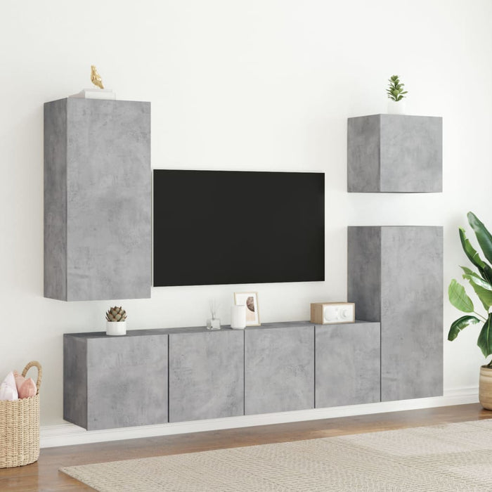 Comodă TV de perete, 2 buc. gri beton, 80x30x41 cm - WALTI WALTI