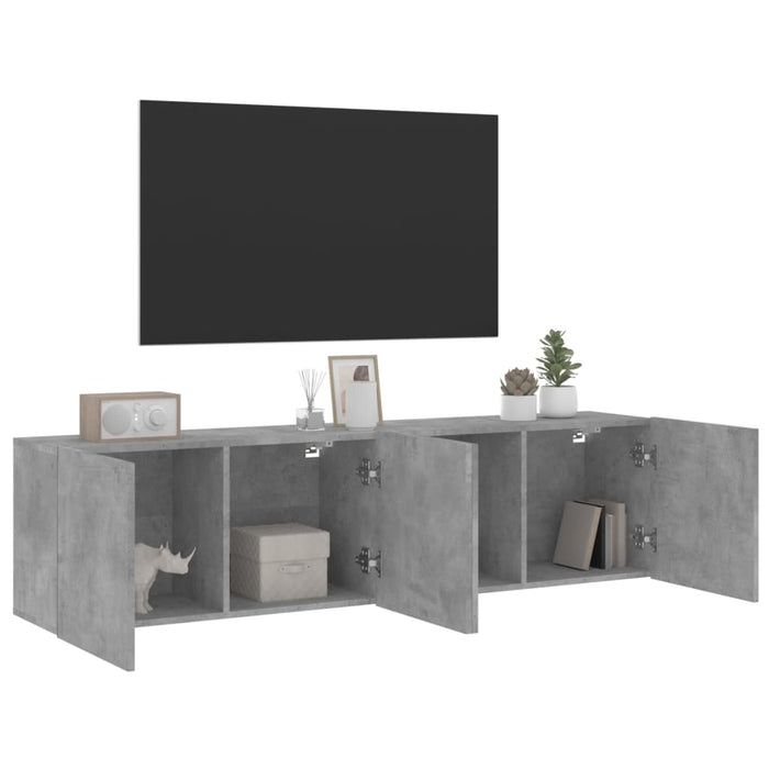 Comodă TV de perete, 2 buc. gri beton, 80x30x41 cm - WALTI WALTI