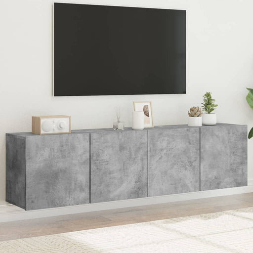 Comodă TV de perete, 2 buc. gri beton, 80x30x41 cm - WALTI WALTI
