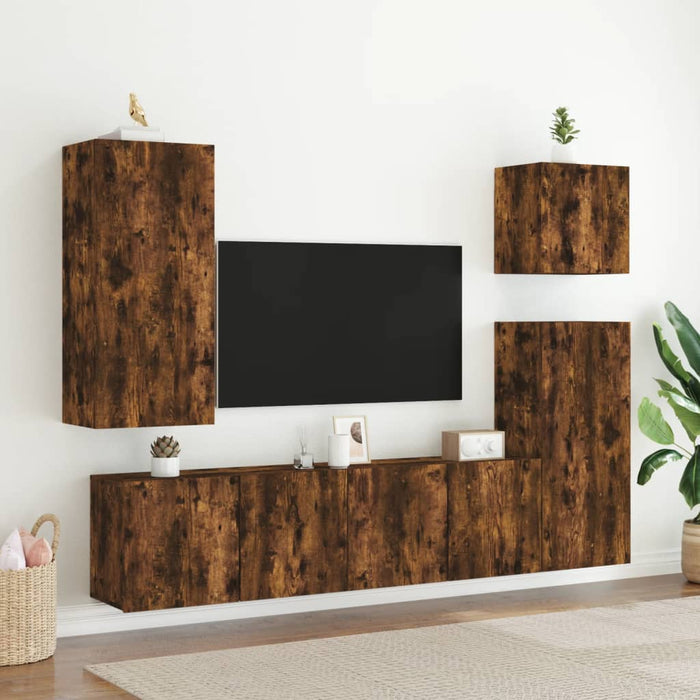 Comodă TV de perete, stejar fumuriu, 80x30x41 cm - WALTI WALTI