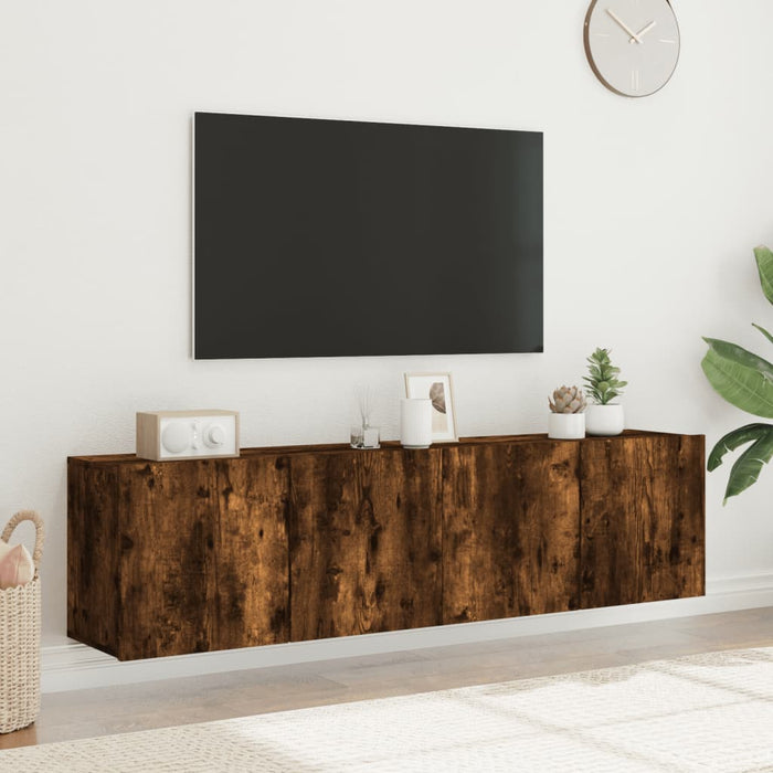 Comodă TV de perete, 2 buc. stejar fumuriu, 80x30x41 cm - WALTI WALTI