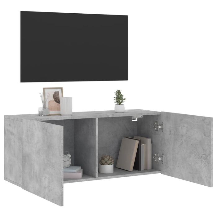 Comodă TV de perete, gri beton, 100x30x41 cm - WALTI WALTI