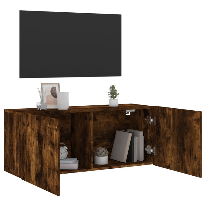 Comodă TV de perete, stejar fumuriu, 100x30x41 cm - WALTI WALTI