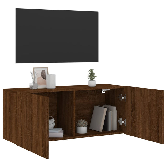 Comodă TV de perete, stejar maro, 100x30x41 cm WALTI