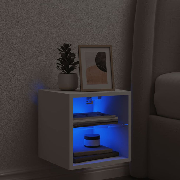 Comode TV de perete cu lumini LED, alb, 30x28,5x30 cm - WALTI WALTI