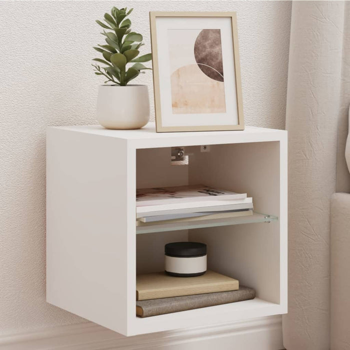 Comode TV de perete cu lumini LED, alb, 30x28,5x30 cm - WALTI WALTI