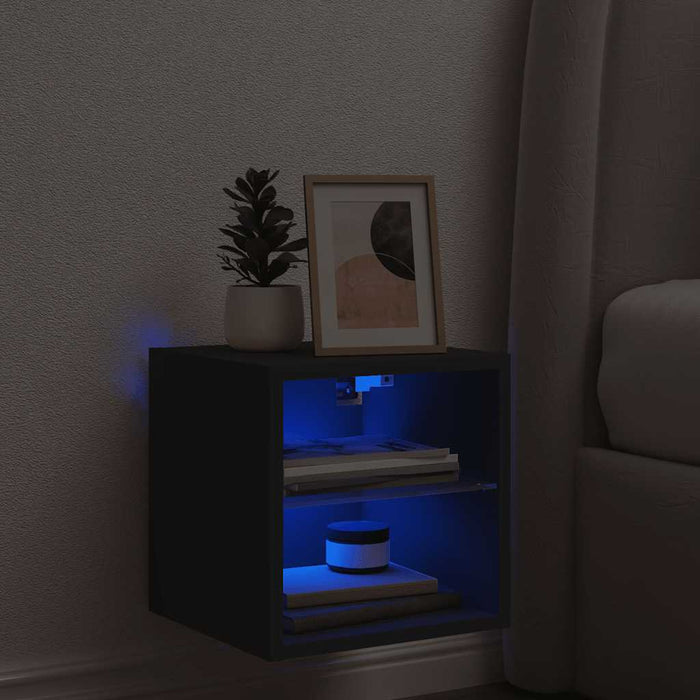 Comodă TV de perete cu lumini LED, negru, 30x28,5x30 cm - WALTI WALTI