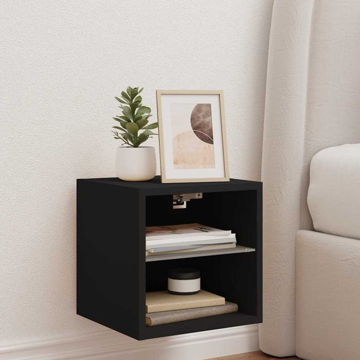 Comodă TV de perete cu lumini LED, negru, 30x28,5x30 cm - WALTI WALTI