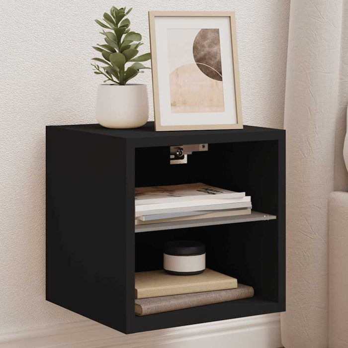 Comodă TV de perete cu lumini LED, negru, 30x28,5x30 cm - WALTI WALTI