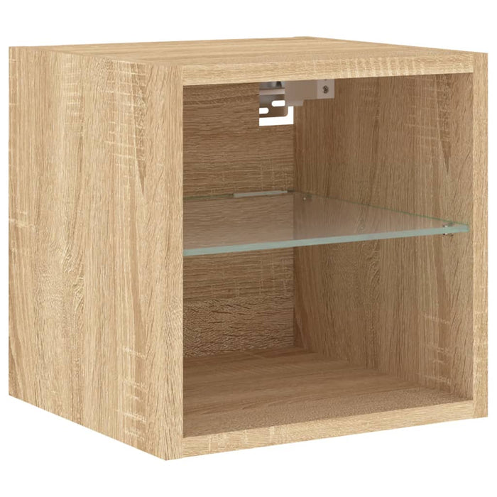 Comodă TV de perete cu lumini LED, stejar sonoma 30x28,5x30 cm - WALTI WALTI