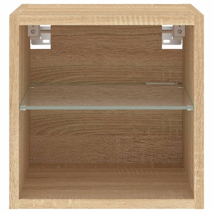 Comodă TV de perete cu lumini LED, stejar sonoma 30x28,5x30 cm - WALTI WALTI