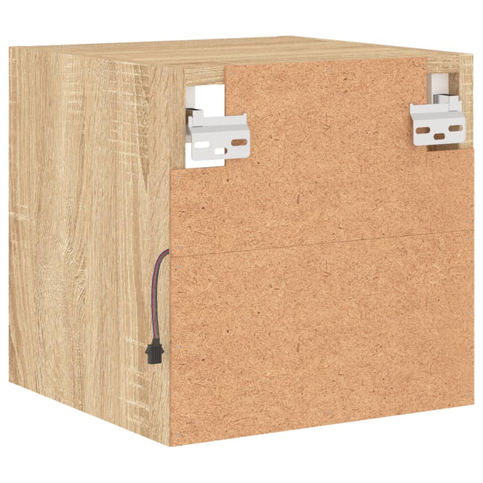 Comodă TV de perete cu lumini LED, stejar sonoma 30x28,5x30 cm - WALTI WALTI
