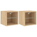 Comode TV de perete cu lumini LED 2 buc. stejar 30x28,5x30 cm - WALTI WALTI