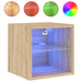 Comode TV de perete cu lumini LED 2 buc. stejar 30x28,5x30 cm - WALTI WALTI