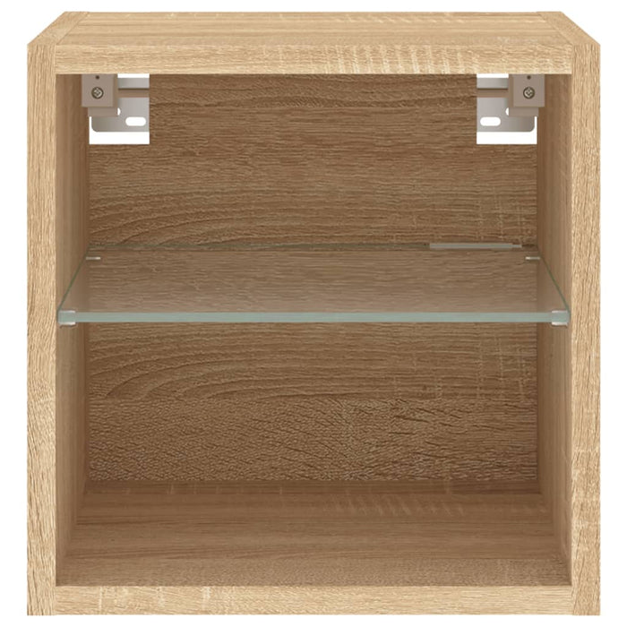 Comode TV de perete cu lumini LED 2 buc. stejar 30x28,5x30 cm - WALTI WALTI