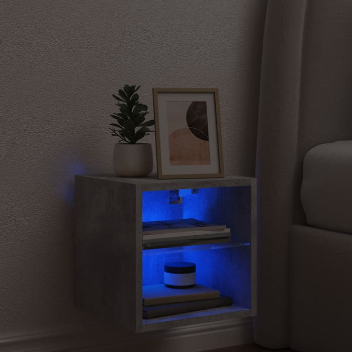 Comodă TV de perete cu lumini LED, gri beton, 30x28,5x30 cm - WALTI WALTI