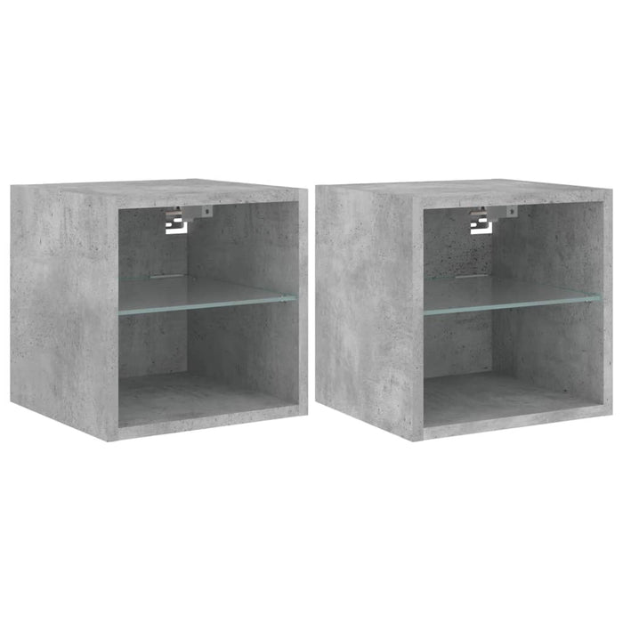 Comode TV de perete cu lumini LED 2 buc. gri beton 30x28,5x30cm - WALTI WALTI