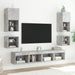 Comode TV de perete cu lumini LED 2 buc. gri beton 30x28,5x30cm - WALTI WALTI