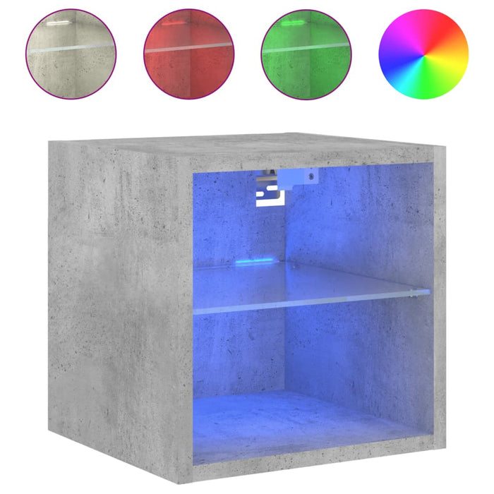 Comode TV de perete cu lumini LED 2 buc. gri beton 30x28,5x30cm - WALTI WALTI