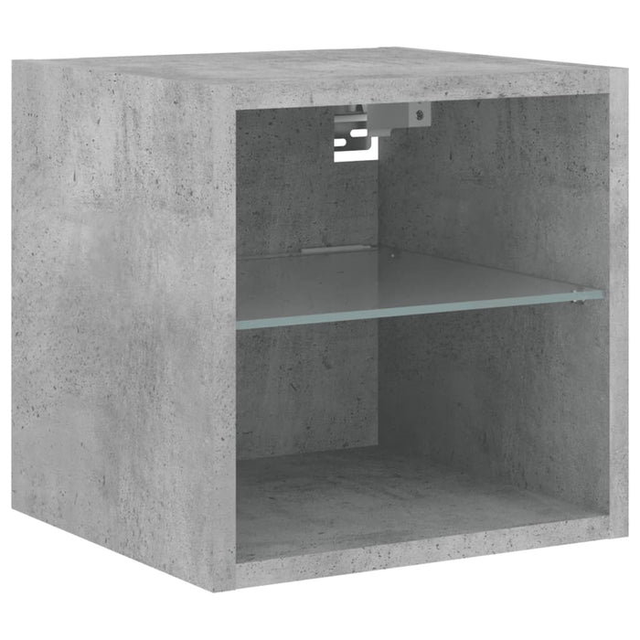 Comode TV de perete cu lumini LED 2 buc. gri beton 30x28,5x30cm - WALTI WALTI