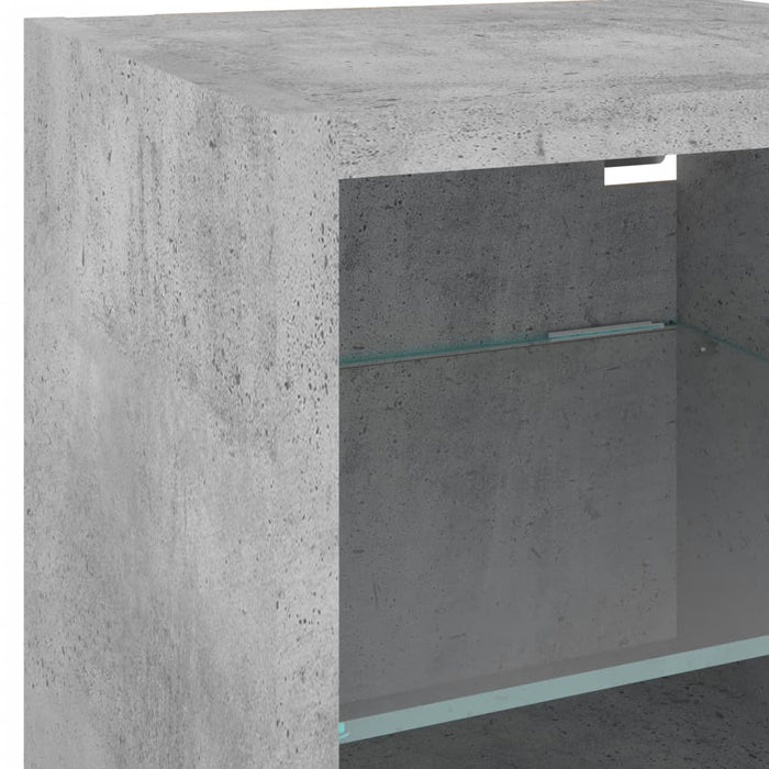 Comode TV de perete cu lumini LED 2 buc. gri beton 30x28,5x30cm - WALTI WALTI