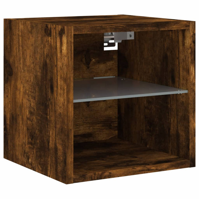 Comodă TV de perete cu lumini LED, stejar fumuriu 30x28,5x30 cm - WALTI WALTI