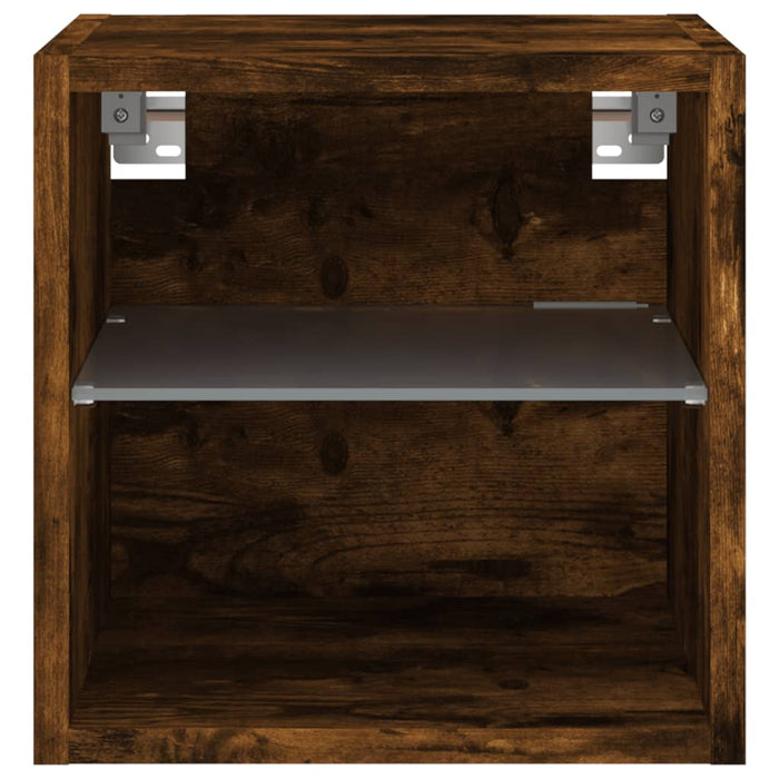 Comodă TV de perete cu lumini LED, stejar fumuriu 30x28,5x30 cm - WALTI WALTI