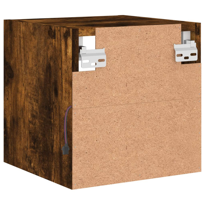 Comodă TV de perete cu lumini LED, stejar fumuriu 30x28,5x30 cm - WALTI WALTI