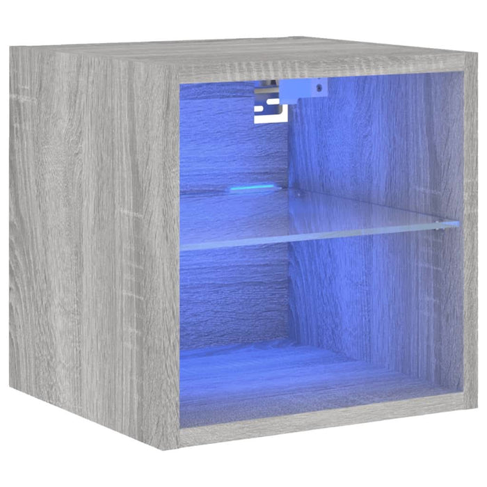 Comodă TV de perete cu lumini LED, gri sonoma 30x28,5x30 cm - WALTI WALTI