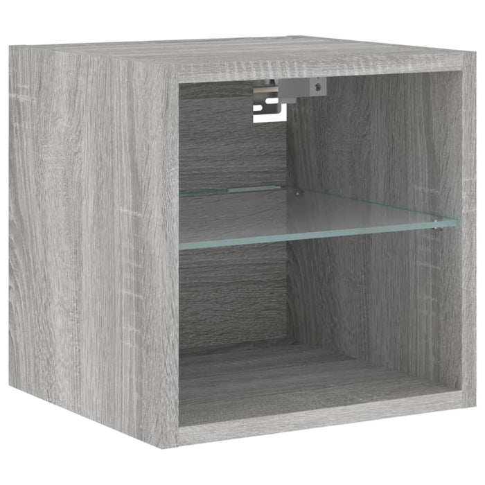 Comodă TV de perete cu lumini LED, gri sonoma 30x28,5x30 cm - WALTI WALTI
