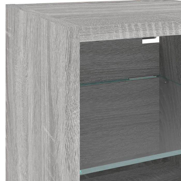 Comodă TV de perete cu lumini LED, gri sonoma 30x28,5x30 cm - WALTI WALTI