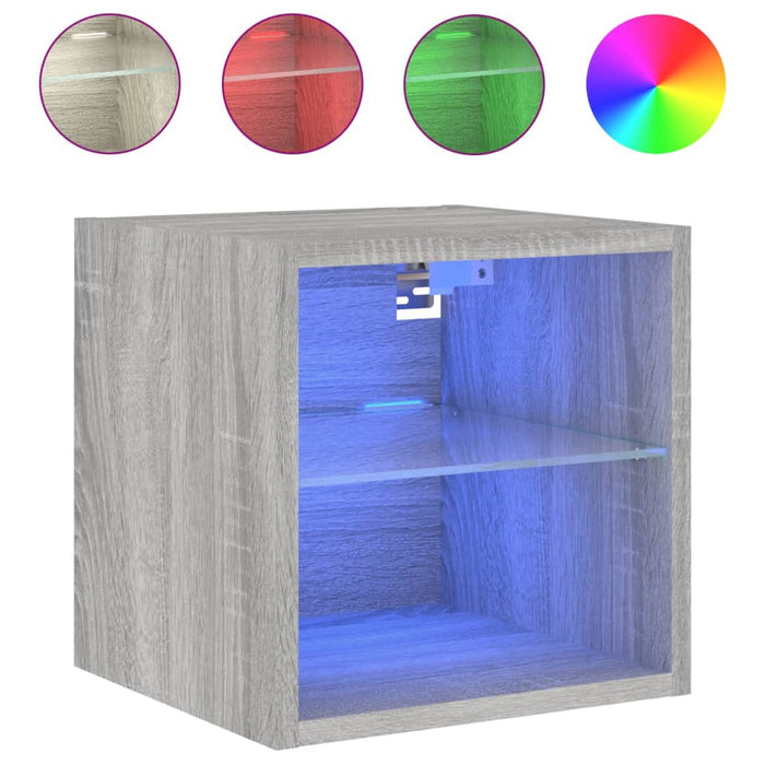 Comode TV cu lumini LED, 2 buc., gri sonoma, 30x28,5x30 cm - WALTI WALTI