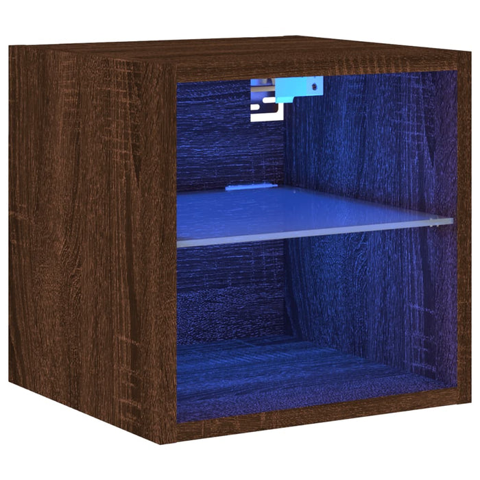 Comodă TV de perete cu lumini LED, stejar maro 30x28,5x30 cm - WALTI WALTI