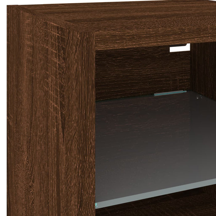 Comodă TV de perete cu lumini LED, stejar maro 30x28,5x30 cm - WALTI WALTI
