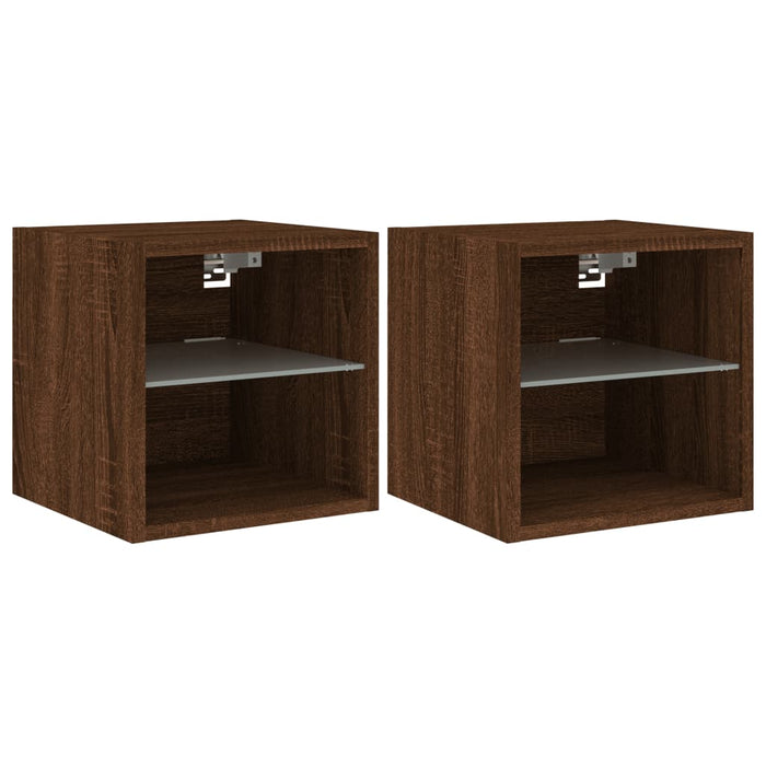 Comode TV cu lumini LED, 2 buc., stejar maro, 30x28,5x30 cm - WALTI WALTI
