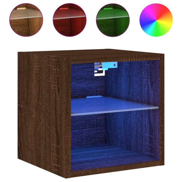 Comode TV cu lumini LED, 2 buc., stejar maro, 30x28,5x30 cm - WALTI WALTI