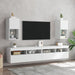 Comode TV cu lumini LED, 2 buc., alb, 30,5x30x60 cm - WALTI WALTI